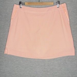 LADY HAGEN Womens golf skirt skort Size 12 seersucker pockets white Orange
